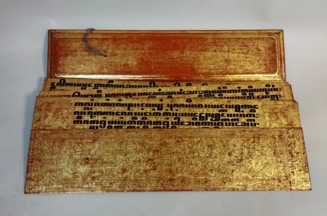 Rare Burmese gilded buddhist manuscript. 19th century TT42