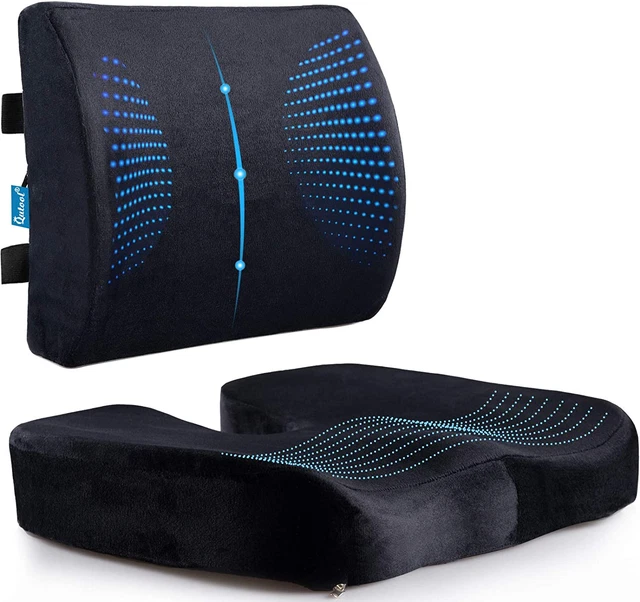 Memory Foam Seat Cushion & Lumbar Support Pillow for Office Chair Car Wheelchair