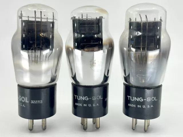 3 Vintage 45 output vacuum tubes - EXACT MATCH TUNGSOL ON (2) Tubes