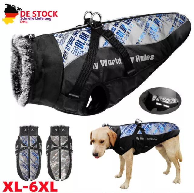 Hunderegenmantel Hundemantel Wasserdicht Winter Warm Hundejacke Hundekleidung DE
