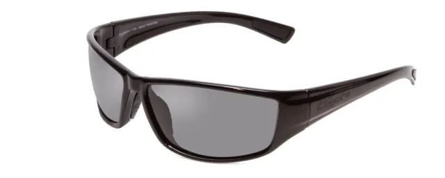 Coyote P-44 Unisex Wrap Designer Polarized Sunglasses in Gloss Black & Grey 66mm