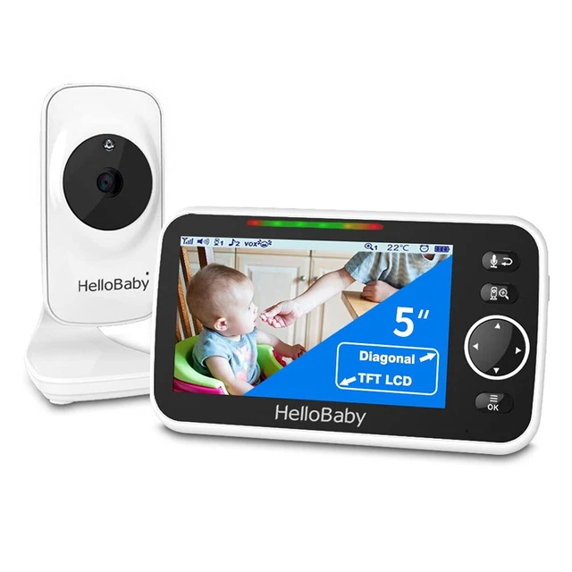 Video Baby Monitor with Camera and Audio, 5" Color LCD Screen, HelloBaby Moni...