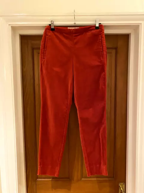 Boden Red Cotton Velvet Trousers Size UK 8 R