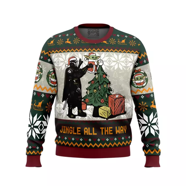 Jingle All The Way Mandalorian Yoda Star Wars OAP Sweater Premium 3D SWEATER