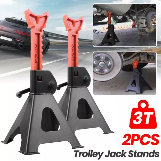 4X 3 Ton Axle Stands Floor Jack Lifting Capacity Stand Heavy Duty Car Caravan UK 3