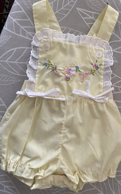 Vintage baby Girls 0-9 Mo Cuties by Judy  sunsuit dress Bubble Romper Outfit