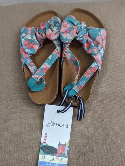 Brand New Joules Junior Girls Summer Sandals Bow Green Floral UK 11 /EU 30/US 12