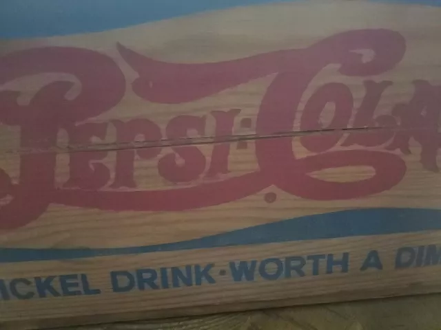 Vintage Pepsi Cola Advertising Wooden Wood Crate Nickel Bottle Cap Checkers Lid 3