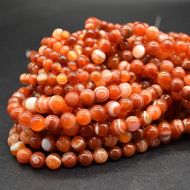 Grade A Banded Carnelian Red Agate Gemstone Round Beads - 4mm 6mm 8mm 10mm 2