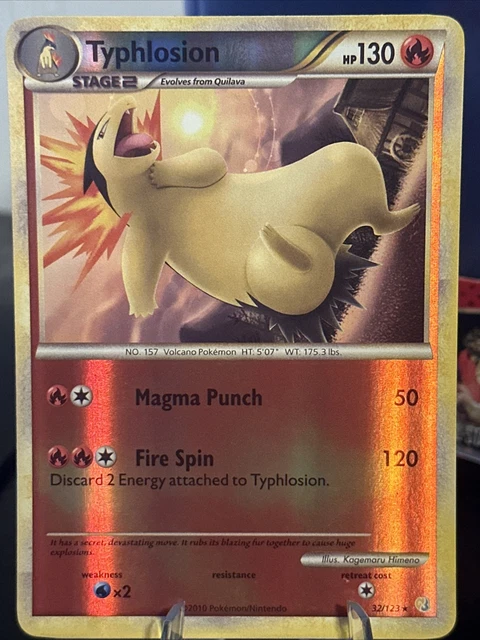 Pokemon TCG Typhlosion 32/123 HeartGold SoulSilver (HS) Reverse Holo Rare LP