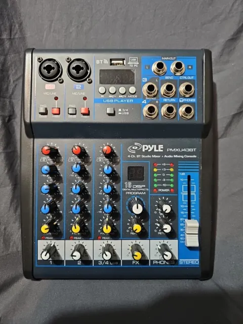 PYLE PMXU43BT.5 4-Ch. BT Studio Mixer DJ Controller Audio Mixing Console Only