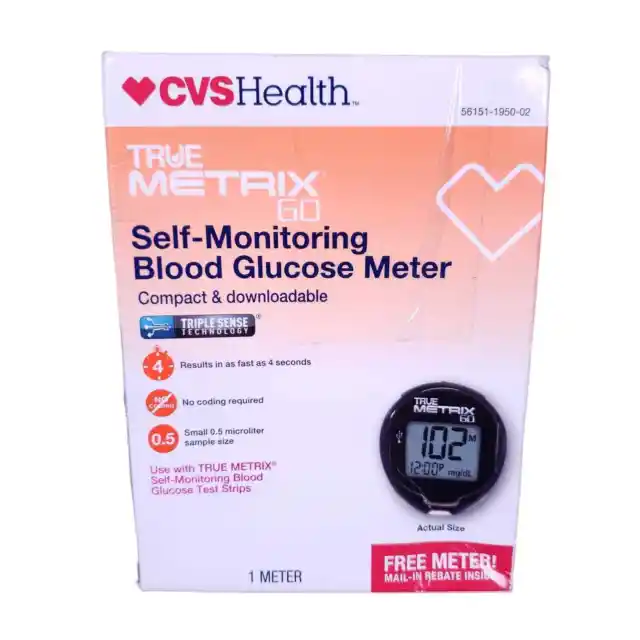 Medidor de glucosa en sangre autocontrol CVS Health True Metrix 60 caducidad 11/25