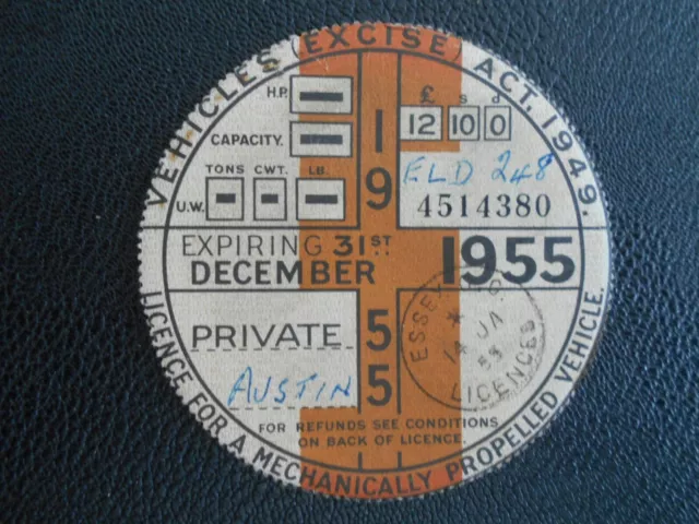 collectable  tax disc from 1955 Austin =-=-=-!