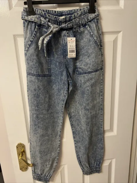 girls denim F&F jeans age 14-15 BNWT with elastic waist and removable belt