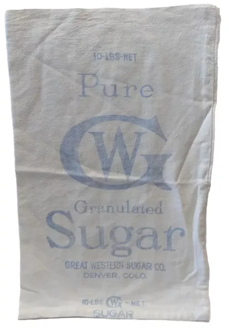 Vintage Great Western (GW) Granulated Sugar Empty Cloth Bag 10lbs Denver, Colo