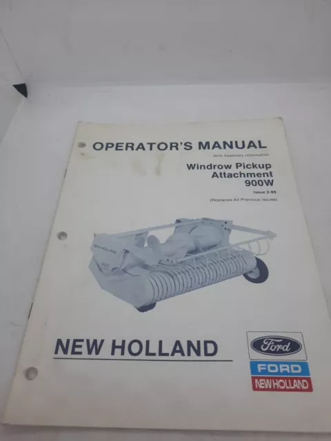 Ford New Holland 900W WIndrow Pickup Attachment Operator's Manual 2/89