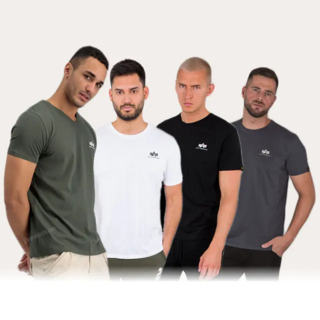 MENS CREW NECK T-Shirt ALPHA INDUSTRIES Basic Logo T-Shirt | Black/Orange  £26.00 - PicClick UK