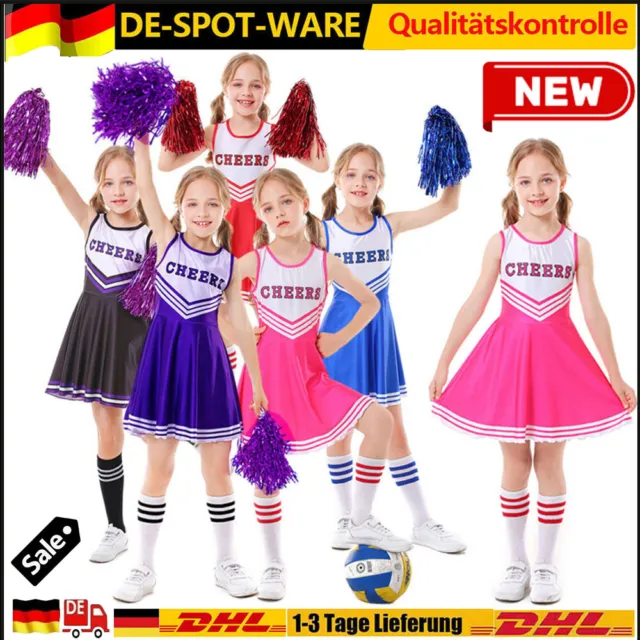 Cheerleader Kinder Kostüm schwarz-pink Mädchen - Karneval 110/120/130/140/150 DE