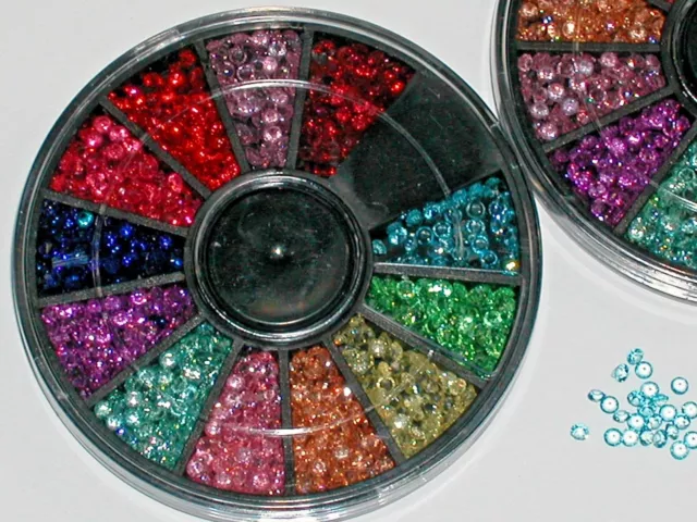 300pc+ Crystals Set Lot rainbow Mix Wheel for bottle case vial crafts Kit 2mm