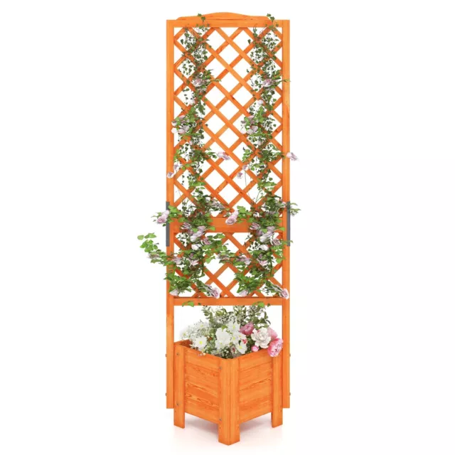 Raised Garden Bed Vertical Standing 180cm Tall Wooden Planter W/ Trellis