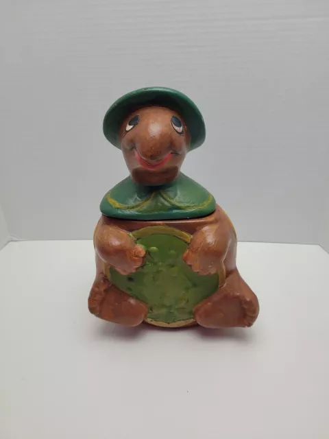 Vintage 1960’s California Originals Pottery Happy Hippy Turtle Cookie Jar