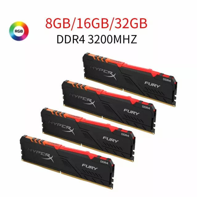 32GB 16GB 8GB DDR4 3200MHz HX432C16FB3A/8 RGB Desktop Memory For HyperX Fury BT