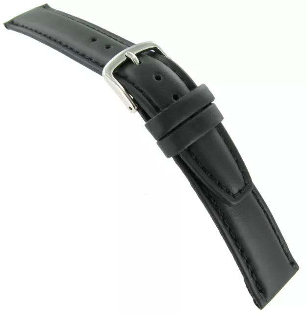 17mm Hadley-Roma  Oil-Tan Genuine Leather Black Padded Mens Watch Band 881 Reg