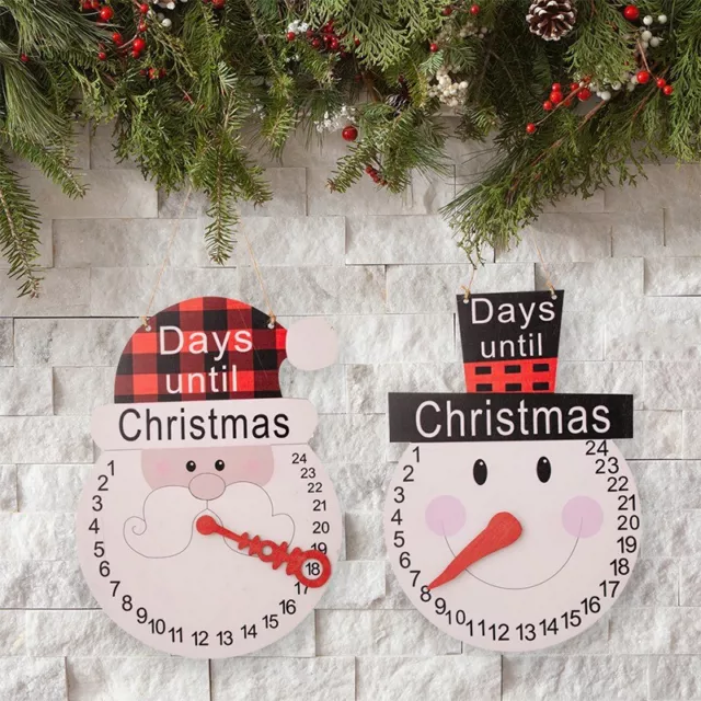 Calendario Natale-Avvento in Legno con Babbo Natale e Pupazzo di Neve, Coll9128