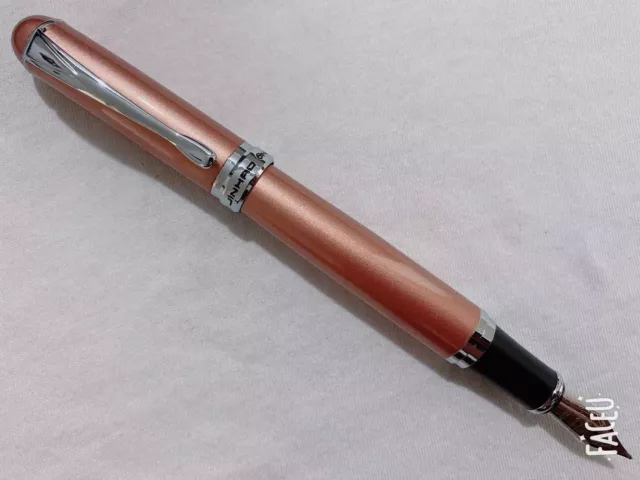 Perfect Jinhao X750 Rose Gold Fountain Pen 0.7mm Broad Nib 18KGP Silver Trim