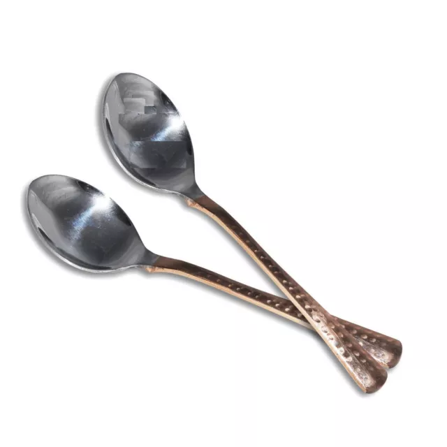 Indianer Traditionell Hammered Design Stahl & Kupfer Löffel 17.8cm Set Mit 2
