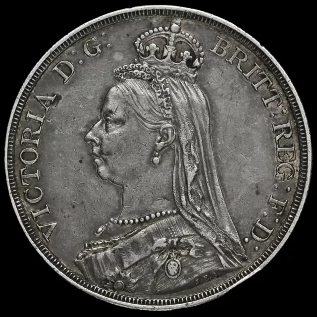 1887 Queen Victoria Jubilee Head Silver Crown, GVF+