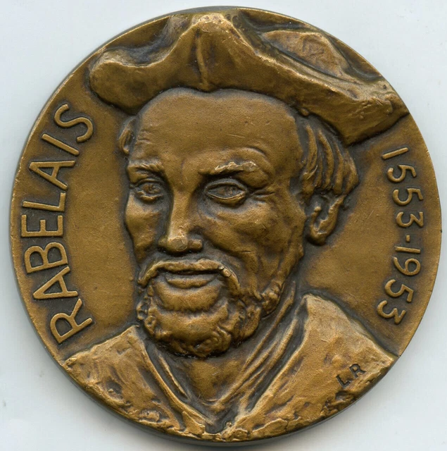 Paire Médailles Bronze Portraits Rousseau Voltaire Graveur W