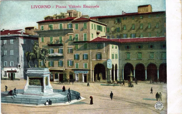 LIVORNO - Piazza Vittorio Emanuele - ANIMATA - COLORI -  rif. 1619 PI