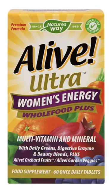 Nature's Way Alive! pour Femmes 50 + Ultra Énergie 60 Comprimés Végétalien Eco