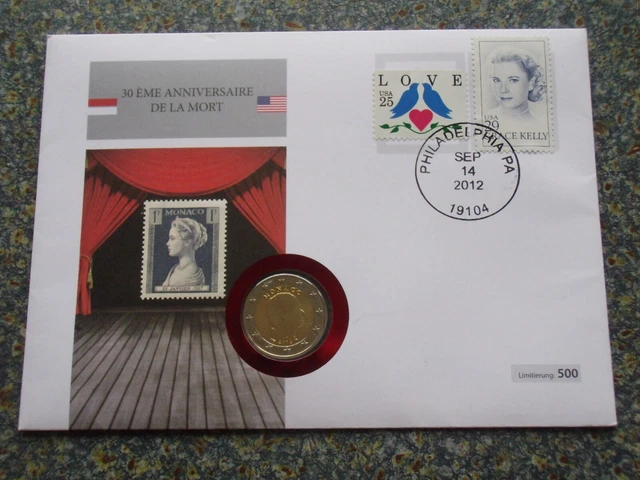 Fürstin Gracia Patricia Von Monaco 2 Euro MONACO GRACIA PATRICIA Grace Kelly 30 Anniversary Numisbrief 2 Euro €
