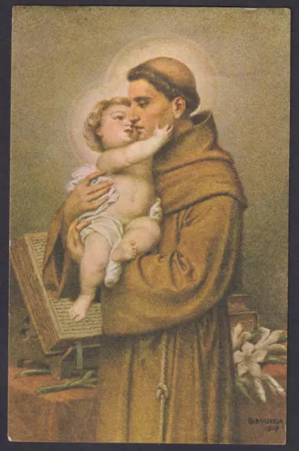 Antico Santino de San Antonio de Padua image pieuse estampa holy card