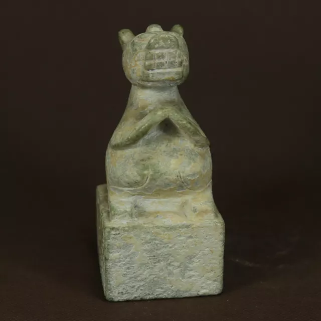Collectable Chinese Get RuRal Unique Old Jade Carve Beast Statue Seals AAA 3