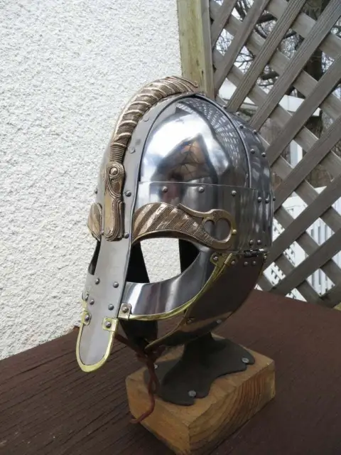 Medieval Stainless Steel Knight in Shining Viking Helmet Armour Silver HTT18