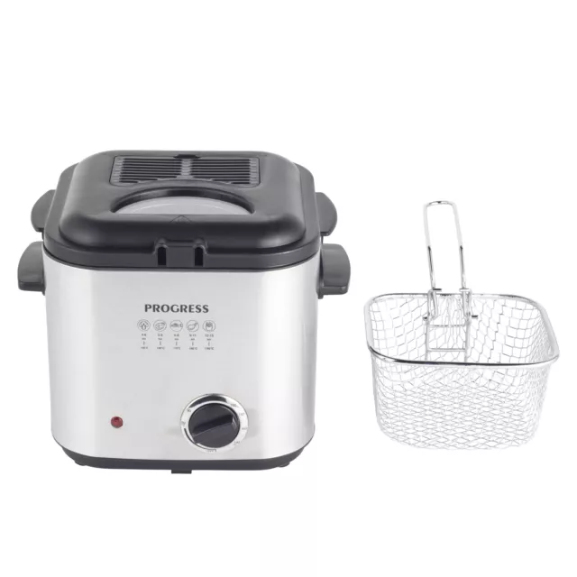 Progress Deep Fat Fryer Removable Non-Stick Frying Basket Compact 1.5L 840W