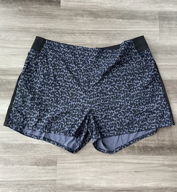 Athleta Brooklyn Printed Shorts Plus Size 24 Lightweight Navy Blue Pockets E4