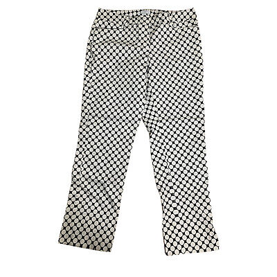 New York & Company Pants Womens 4 Black & White Polka Dot Print Stretch Retro