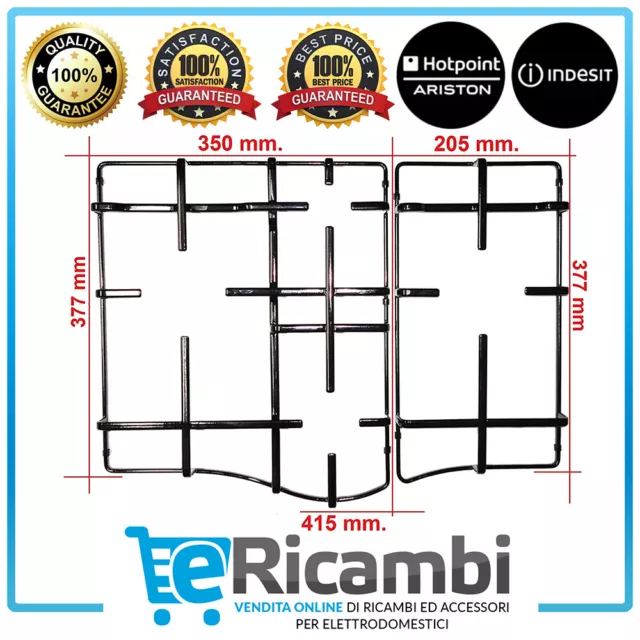 Kit 2 Griglie Per Piano Cottura Hotpoint Ariston Indesit Cucina 4 Fuochi PC640T