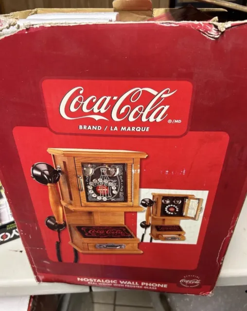 Vintage COCA-COLA Nostalgic Wall Phone Retro Coke Telephone - New in Damaged Box