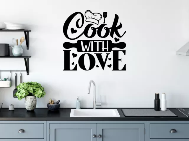 Cook With Love Sticker Wall Kitchen Chef Home Decor Decals Vinyl DIY Quotes Art