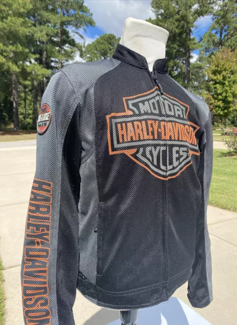 Harley Davidson Men Mesh Riding Jacket Gray Polyester Racing 98233-13VM Armor