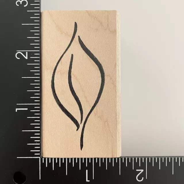 Denami Design Single Leaf Outline Wood Mounted Rubber Stamp
