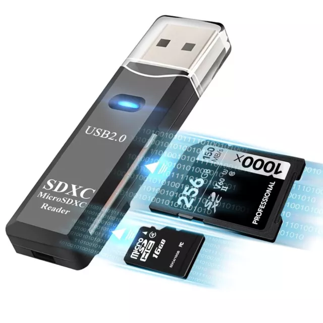 Usb Kartenleser Micro SD SDHC SDXC Stick Card Reader Kartenlesegerät Adapter Z54