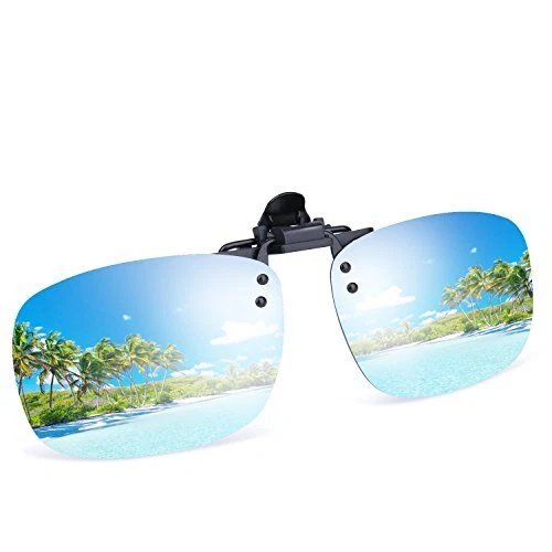 Cool Silver Mirror Polarized Clip-on Flip up Sunglasses Plastic Lens...