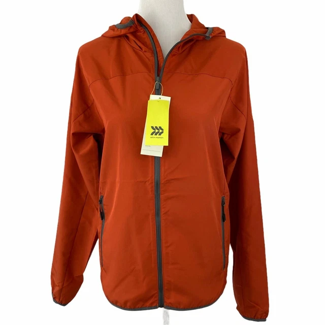 All in Motion Orange Water Repellent Full Zip Hooded Jacket Men's S, M, L, XXL