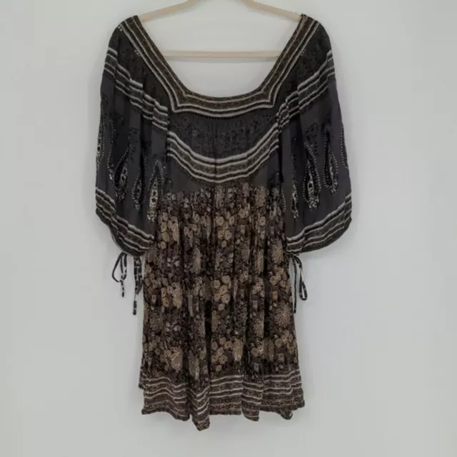 Free People Women's Tunic Mini Dress Size Small Bohemian Baby Doll Open Back